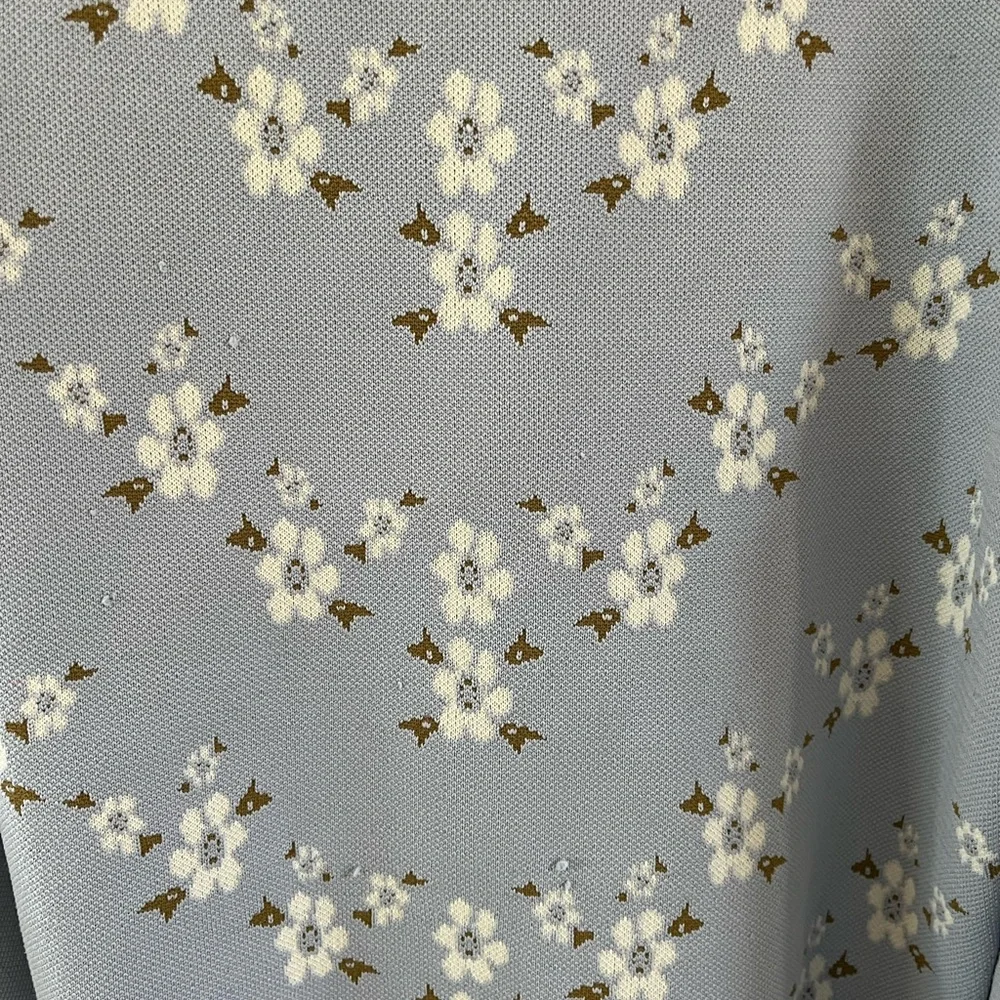 Zara Light Blue Floral Puff Sleeve Blouse